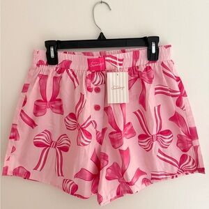 In My Sundays Bubblegum Bows boxer Shorts Pink Bow Print Cotton Sleep Shorts